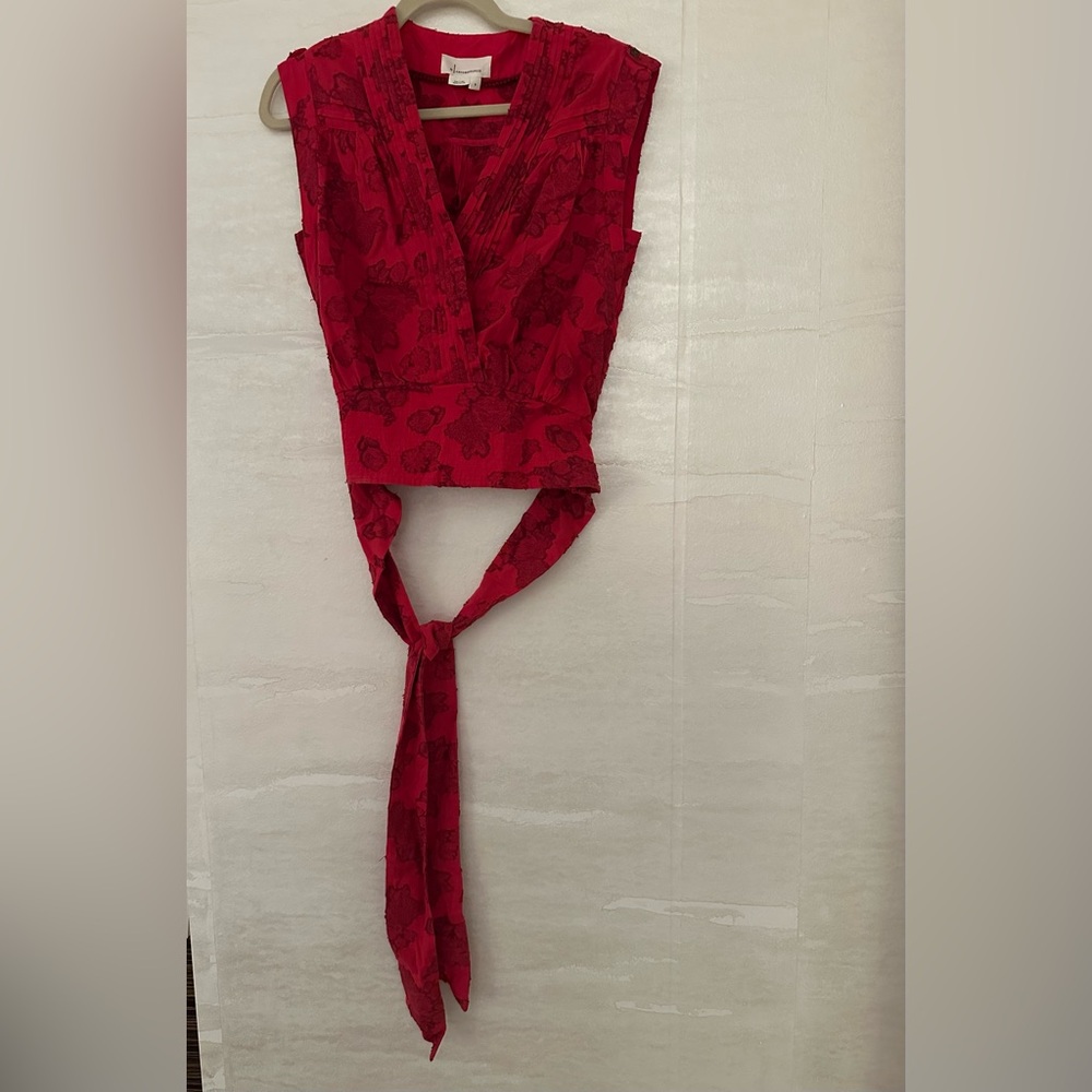 Anthropologie Scarlet Floral Blouse with Wrap Tie & Elasticated Waist Women’s S